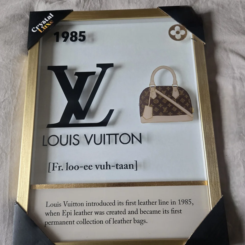 NWT - Louis Vuitton 1985 Framed Art with Gold and Brown